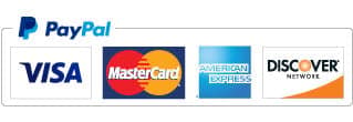 Secure payments via PayPal — Visa, MasterCard, American Express, Discover